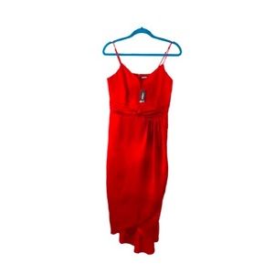 Express Red Satin Faux Wrap Dress NWT
